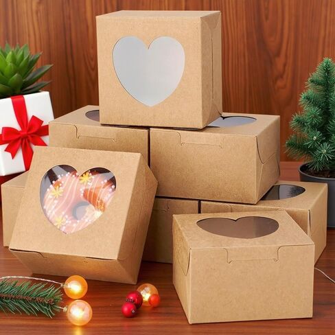 10 Pack Heart Christmas Candy Boxes, Mini Kraft Paper Gifts Wrapping Box, Valentine's Day Wedding Bridal Shower Birthday Party Cookie Sweet Jewelry Small Presents Box in Kuwait