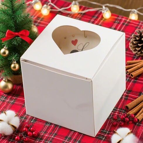 10 Pack Heart Christmas Candy Boxes, Mini Kraft Paper Gifts Wrapping Box, Valentine's Day Wedding Bridal Shower Birthday Party Cookie Sweet Jewelry Small Presents Box in Kuwait