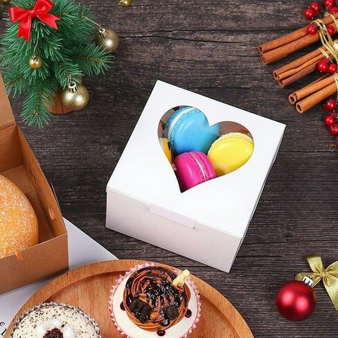 10 Pack Heart Christmas Candy Boxes, Mini Kraft Paper Gifts Wrapping Box, Valentine's Day Wedding Bridal Shower Birthday Party Cookie Sweet Jewelry Small Presents Box in Kuwait