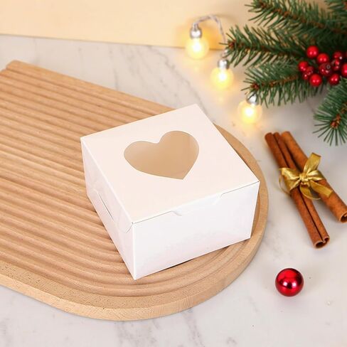 10 Pack Heart Christmas Candy Boxes, Mini Kraft Paper Gifts Wrapping Box, Valentine's Day Wedding Bridal Shower Birthday Party Cookie Sweet Jewelry Small Presents Box in Kuwait