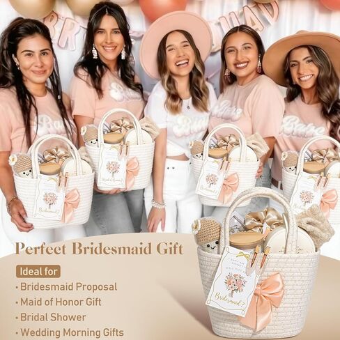 Maid of Honor Gift Box Set, Bridesmaid Proposal Gifts with Bow Tote Bag, Jewelry Box, Bracelet, Bridal Party Gift for Maid of Honor with Scrunchie, Hair Clips, Will You Be My Bridesmaid in Saudi Arabia