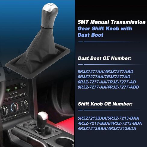 5 Speed Manual Transmission 5MT Gear Shift Shifter Knob for Ford for Mustang Base GT 2005 2006 2007 2008 2009 with Shifter Dust Boot No.8R3Z7277AA/5R3Z7213BAA in Saudi Arabia