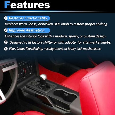 5 Speed Manual Transmission 5MT Gear Shift Shifter Knob for Ford for Mustang Base GT 2005 2006 2007 2008 2009 with Shifter Dust Boot No.8R3Z7277AA/5R3Z7213BAA in Saudi Arabia
