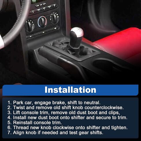 5 Speed Manual Transmission 5MT Gear Shift Shifter Knob for Ford for Mustang Base GT 2005 2006 2007 2008 2009 with Shifter Dust Boot No.8R3Z7277AA/5R3Z7213BAA in Saudi Arabia