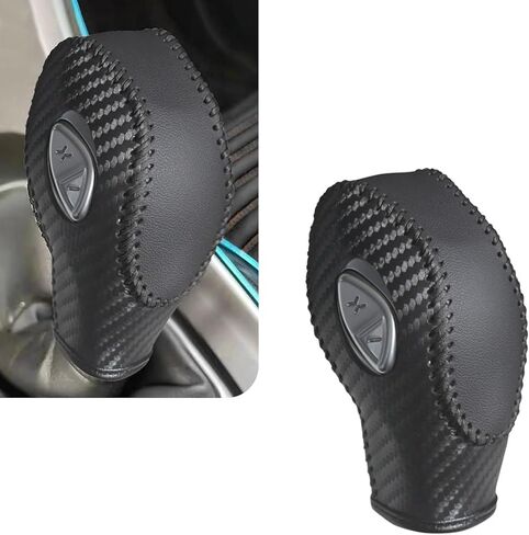 Car Gear Shift Cover, Genuine Leather Gear Knob Protector, Anti-Scratch Anti-Aging Shifter Cover, Compatible with Ford Focus Fiesta Fusion Escape (Black) in Saudi Arabia