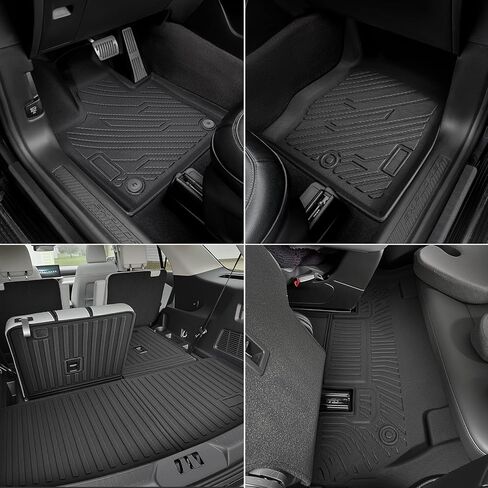 سجادات أرضية TAPTES لملحقات مقاعد Ford Explorer 6 لعام 2020-2026، وبطانات أرضية لسيارات الدفع الرباعي لجميع الأحوال الجوية، وحصيرة شحن مع حصيرة مسند الظهر وواقيات عتبة الباب لسيارة Ford Explorer 6 Passenger 2026 2025 2024-2020 in Kuwait