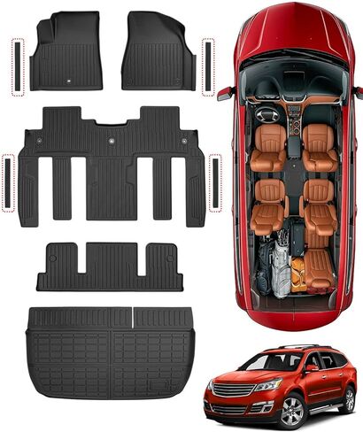 سجادات أرضية لسيارة Chevy Traverse 2009-2017، حماية كاملة لبطانات شحن السيارة شديدة التحمل، ملحقات داخلية للسيارات مضادة للانزلاق ومقاومة للماء 2010 2011 2012 2013 2014 2015 2016 in Kuwait