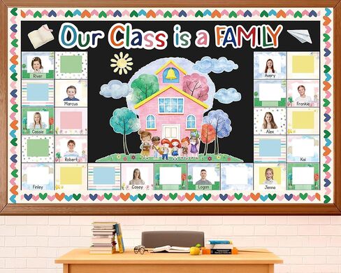 Our Class is a Family Bulletin Board Decoration Set DIY Picture Frames Classroom Bulletin Board Decorations Back to School Photo Frame Cutouts for School Classroom Chalkboard Door Decor in Saudi Arabia