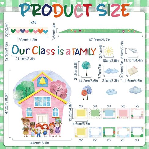Our Class is a Family Bulletin Board Decoration Set DIY Picture Frames Classroom Bulletin Board Decorations Back to School Photo Frame Cutouts for School Classroom Chalkboard Door Decor in Saudi Arabia
