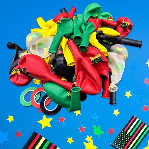 Cinrobiye 45 Pcs Happy Juneteenth Balloons,Freedom Day Black Patriotic Party Decoration Latex Balloons,Africa Afro American Independence Day Party Supplies for 1865 June 19th Black History Party in Kuwait