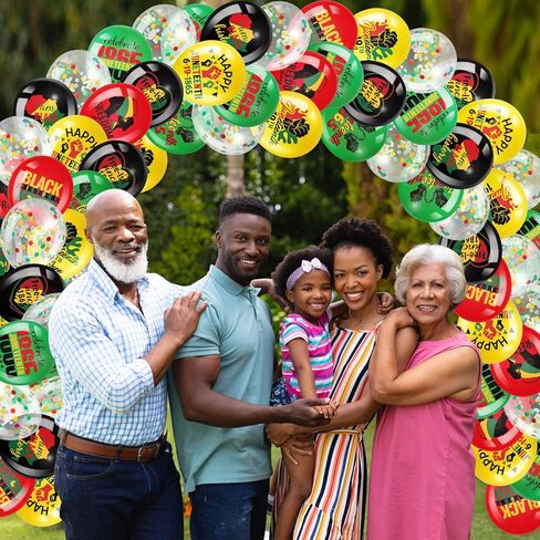Cinrobiye 45 Pcs Happy Juneteenth Balloons,Freedom Day Black Patriotic Party Decoration Latex Balloons,Africa Afro American Independence Day Party Supplies for 1865 June 19th Black History Party in Kuwait