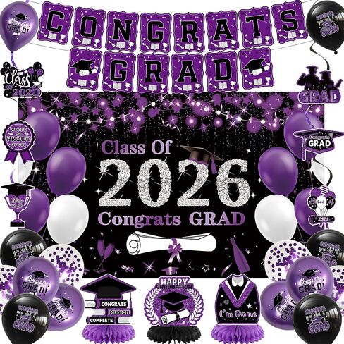 DARUNAXY Orange Graduation Party Decorations, Black Orange Class of 2026 Graduation Banner, 2026 Congrats Grad Honeycomb Hanging Swirl Confetti Balloon Congratulations Graduates Party Supplies(25PC) in Saudi Arabia