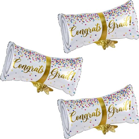 Graduation Diploma Balloons, 2026 Graduation Party Decorations 3 pcs Black White Congrats Grad 2026 Diploma Foil Balloon for High School College Class of 2026 Congratulations Graduate Party Decoration in Saudi Arabia