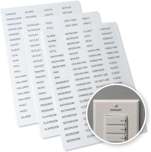 مجموعة ملصقات مفاتيح الإضاءة الشفافة المكونة من 250 قطعة من SWITCHMARK - 75 اسمًا فريدًا و8 فراغات للكتابة - ملصقات شفافة للوحات الحائط - النسخة الإنجليزية in Kuwait
