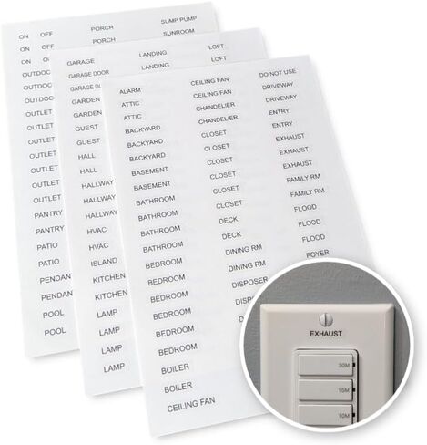 مجموعة ملصقات مفاتيح الإضاءة الشفافة المكونة من 250 قطعة من SWITCHMARK - 75 اسمًا فريدًا و8 فراغات للكتابة - ملصقات شفافة للوحات الحائط - النسخة الإنجليزية in Kuwait