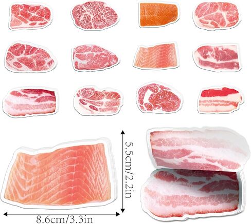 12 Pads Hungry Food Sticky Notes Set, Novelty Meat Shape Self-Adhesive Memo Notes, 240 Sheets 12 Designs Bacon, Streaky Pork, Ham, Steak, Marbled Beef, Salmon Slices for Office Work Reminder in Saudi Arabia