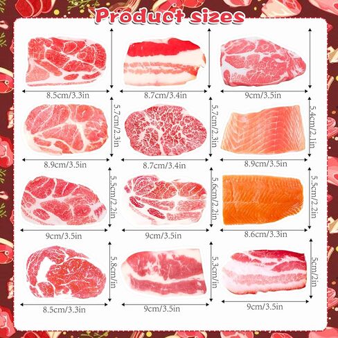 12 Pads Hungry Food Sticky Notes Set, Novelty Meat Shape Self-Adhesive Memo Notes, 240 Sheets 12 Designs Bacon, Streaky Pork, Ham, Steak, Marbled Beef, Salmon Slices for Office Work Reminder in Saudi Arabia