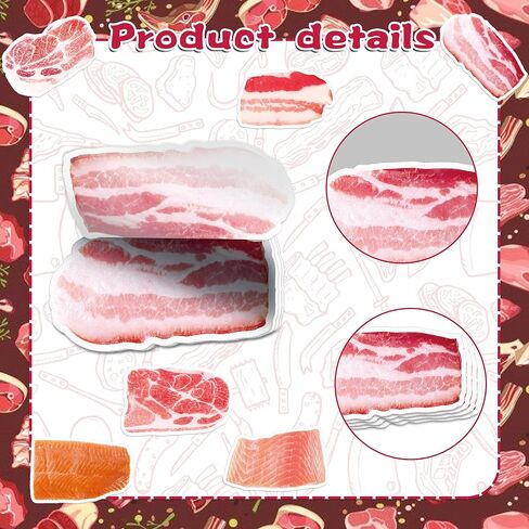 12 Pads Hungry Food Sticky Notes Set, Novelty Meat Shape Self-Adhesive Memo Notes, 240 Sheets 12 Designs Bacon, Streaky Pork, Ham, Steak, Marbled Beef, Salmon Slices for Office Work Reminder in Saudi Arabia