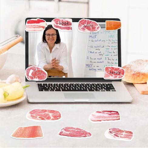 12 Pads Hungry Food Sticky Notes Set, Novelty Meat Shape Self-Adhesive Memo Notes, 240 Sheets 12 Designs Bacon, Streaky Pork, Ham, Steak, Marbled Beef, Salmon Slices for Office Work Reminder in Saudi Arabia