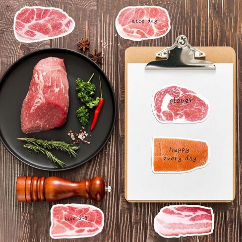 12 Pads Hungry Food Sticky Notes Set, Novelty Meat Shape Self-Adhesive Memo Notes, 240 Sheets 12 Designs Bacon, Streaky Pork, Ham, Steak, Marbled Beef, Salmon Slices for Office Work Reminder in Saudi Arabia