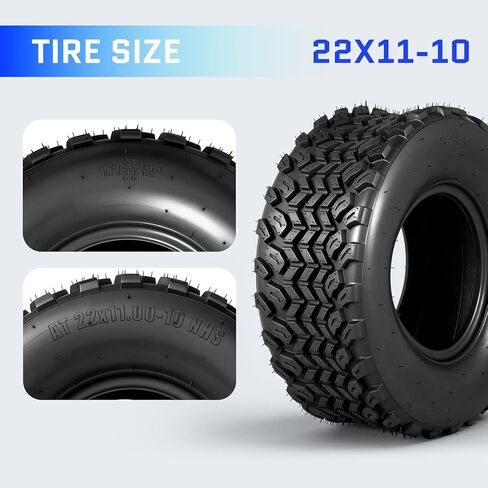 مجموعة إطارات 22x11-10 ATV/UTV مكونة من 2، إطارات 6PR 22x11x10 لجميع التضاريس، بدون أنابيب شديدة التحمل، مداس غير اتجاهي للطين والممر والرمل in Kuwait