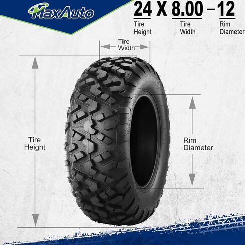 MaxAuto AT24x8-12 ATV UTV Tires Off-Road All-Terrain Mud Tires, 6 Ply Tubeless in Saudi Arabia