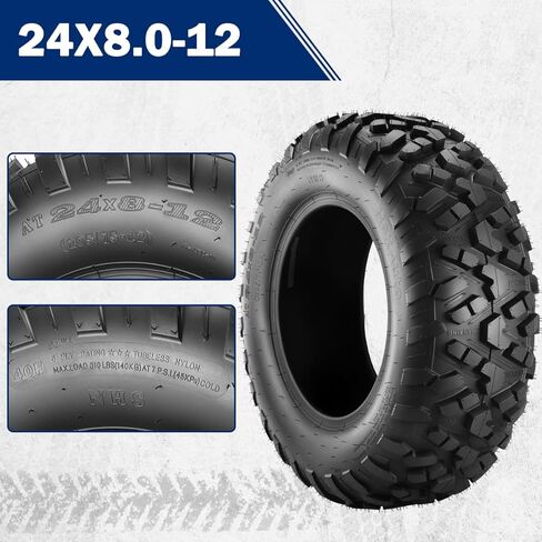 MaxAuto AT24x8-12 ATV UTV Tires Off-Road All-Terrain Mud Tires, 6 Ply Tubeless in Saudi Arabia