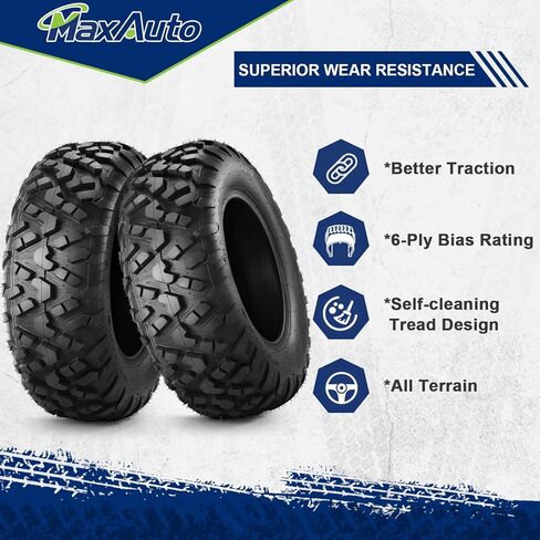 MaxAuto AT24x8-12 ATV UTV Tires Off-Road All-Terrain Mud Tires, 6 Ply Tubeless in Saudi Arabia