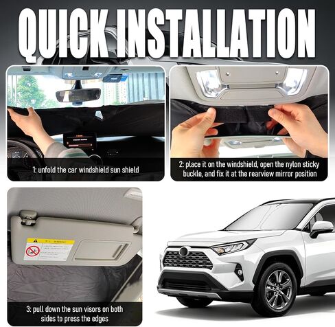 Car Windshield Sun Shade Compatible with Toyota 2019-2025 RAV4,Foldable Sun Shade for Car Windshield for Interior Protection and Sunblocking,Oxford Cloth Cars Suns Shades with Storage Bag in Saudi Arabia