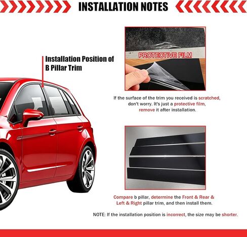 BASIKER Fit for 11th Gen Honda Civic Sedan 2022-2025 Pillar Post Trim Kit, Door Window B Pillar Glossy Black Cover, Strong Toughness PC Material in Saudi Arabia