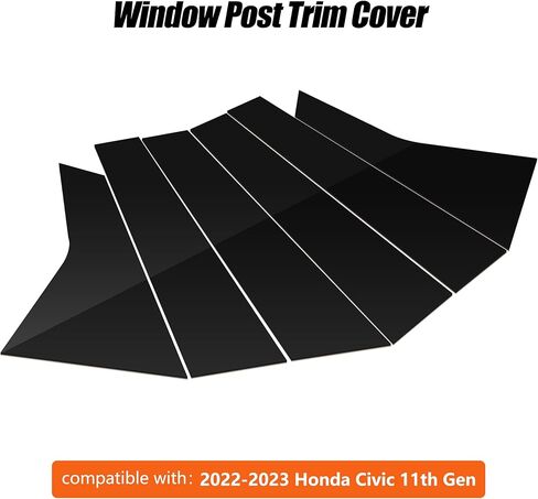 BASIKER Fit for 11th Gen Honda Civic Sedan 2022-2025 Pillar Post Trim Kit, Door Window B Pillar Glossy Black Cover, Strong Toughness PC Material in Saudi Arabia