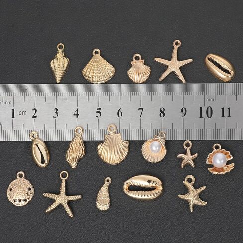 16Pcs Beach Charms For Jewelry Making - Alloy Starfish Seashells Conches Pendants - DIY Necklace Bracelet Earrings Crafting in Saudi Arabia