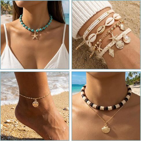 16Pcs Beach Charms For Jewelry Making - Alloy Starfish Seashells Conches Pendants - DIY Necklace Bracelet Earrings Crafting in Saudi Arabia