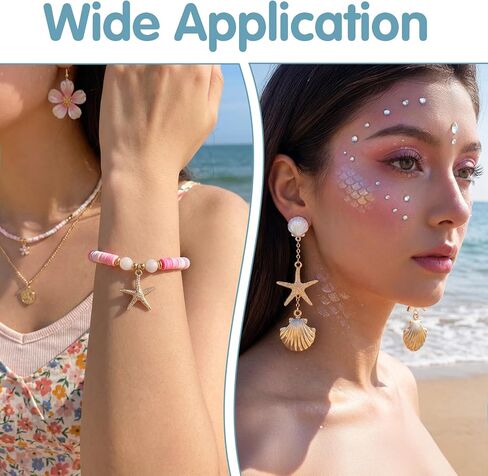 16Pcs Beach Charms For Jewelry Making - Alloy Starfish Seashells Conches Pendants - DIY Necklace Bracelet Earrings Crafting in Saudi Arabia