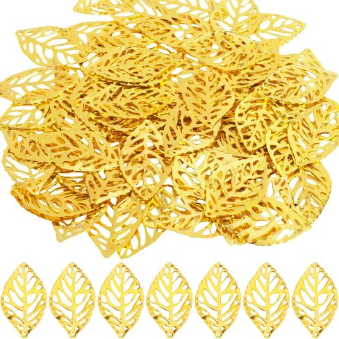 40pcs Gold Leaf Charms for Jewelry Making, Metal Hollow Leaves for DIY Crafts, Leaf Ornaments Charms Pendants Supplies for Necklace Bracelet Earrings in Saudi Arabia