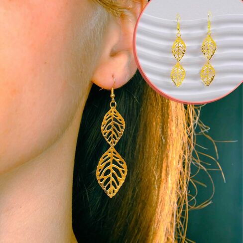 40pcs Gold Leaf Charms for Jewelry Making, Metal Hollow Leaves for DIY Crafts, Leaf Ornaments Charms Pendants Supplies for Necklace Bracelet Earrings in Saudi Arabia