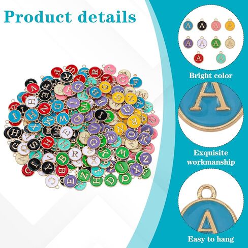 260 Pcs A-Z Letter Charms for Jewelry Making, Double Sided Initial Alphabet Pendants in 10 Colors for Bracelets, Necklaces, Keychains DIY Craft in Saudi Arabia