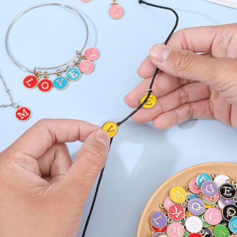 260 Pcs A-Z Letter Charms for Jewelry Making, Double Sided Initial Alphabet Pendants in 10 Colors for Bracelets, Necklaces, Keychains DIY Craft in Saudi Arabia