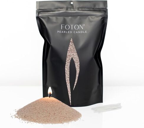 Foton Pearled Candle Refill Bag 16oz - Nude Unscented Non Toxic Luxury Long Lasting Powder Candles - Refillable Candle Sand with 15 Wicks for Candle Making in Saudi Arabia