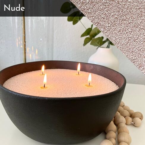 Foton Pearled Candle Refill Bag 16oz - Nude Unscented Non Toxic Luxury Long Lasting Powder Candles - Refillable Candle Sand with 15 Wicks for Candle Making in Saudi Arabia