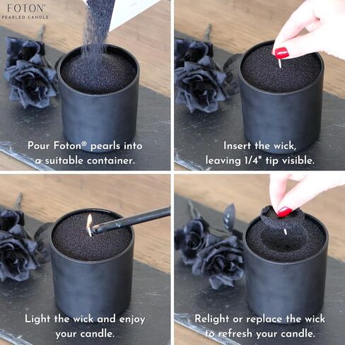 Foton Pearled Candle Refill Bag 16oz - Nude Unscented Non Toxic Luxury Long Lasting Powder Candles - Refillable Candle Sand with 15 Wicks for Candle Making in Saudi Arabia