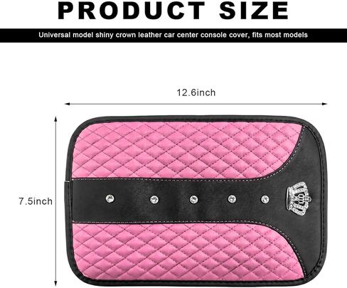Bling Leather Car Center Console Cover, Anti-Scratch Arm Rest Protector with Crystal Rhinestones, Waterproof Auto Console Cushion Pad Sparkly Interior Decor for Most Vehicles (Pink) in Saudi Arabia