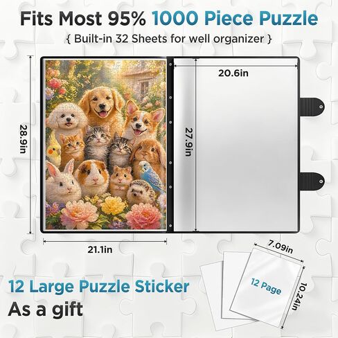32 Pockets 28.9" *21.1" Puzzle Storage Book for 1000 Piece Jigsaws Dustproof Puzzle Book Holder with HD Film Portable Puzzle Binder for Finished Puzzles Ideal for Adult Kid Puzzle Enthusiasts in Kuwait