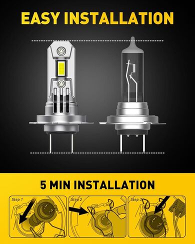 AUXITO H7 LED Bulb, H7 Light Bulbs, 80000LM, 99% Vehicle Fit, Cooling Fan, Plug N Play, 3MIN Installation, 20Year+ Lifespan in Kuwait