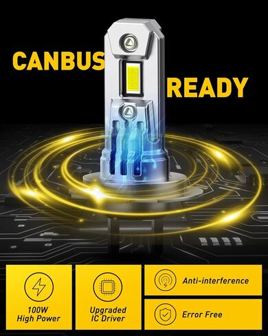 AUXITO H7 LED Bulb, H7 Light Bulbs, 80000LM, 99% Vehicle Fit, Cooling Fan, Plug N Play, 3MIN Installation, 20Year+ Lifespan in Kuwait