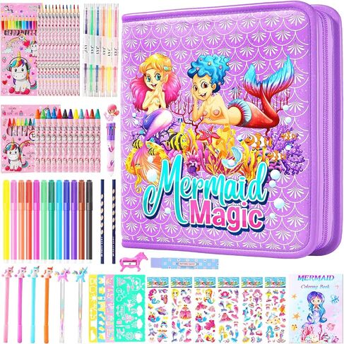 DOKKIA Fruit Scented Coloring Pens Markers Set 65 PCS Art Craft Drawing Case - Washable Kits Pencil,Gel Pen,Crayon&Coloring Book Supplies Flamingo Toucan Pink in Saudi Arabia