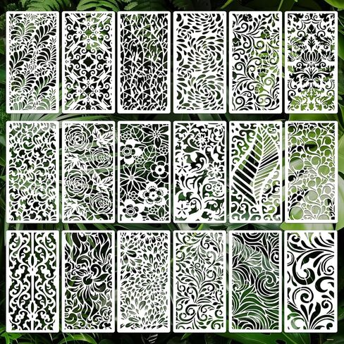 Geometric Texture Stencils for Crafts Reusable DIY Furniture Decor Art Painting Stencil 16Pcs Kit for Wood Embroidery Wall Silk Screen Journaling(10X8 Inch) in Saudi Arabia