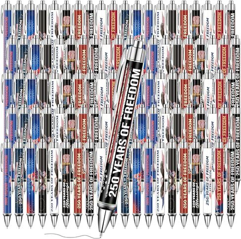 50 Pcs 250 Anniversary American Flag Ballpoint Pen Patriotic USA Gifts Pen Bulk Retractable Flag Barrel for Veterans Day 4th of July Remembrance Day Memorial Gifts Office Party Supplies in Saudi Arabia