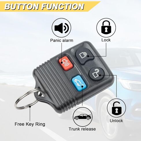 استبدال Vurkcy Key Fob لـ 2000-2010 Ford Expedition Navigator/02-10 Explorer Mountaineer/ 03-05 Aviator Car بدون مفتاح للتحكم عن بعد، CWTWB1U322، 4-Btn in Kuwait