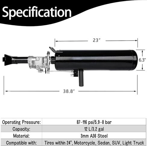 Taelakeni 12L Tire Bead Seater Air Bead Blaster Tool Trigger Seating Inflator for Cars ATV, Black in Kuwait